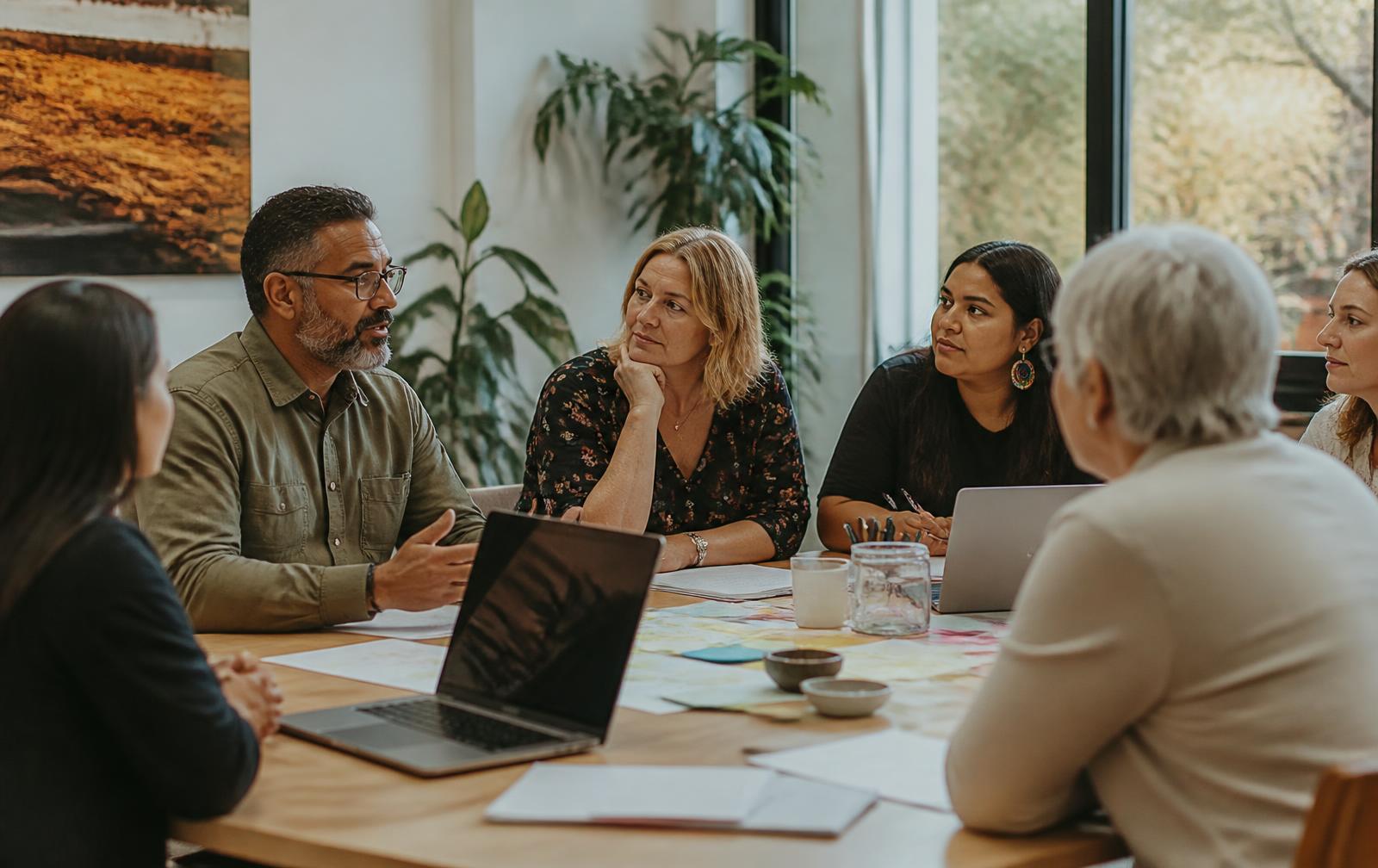 Organisation representatives meeting around a table